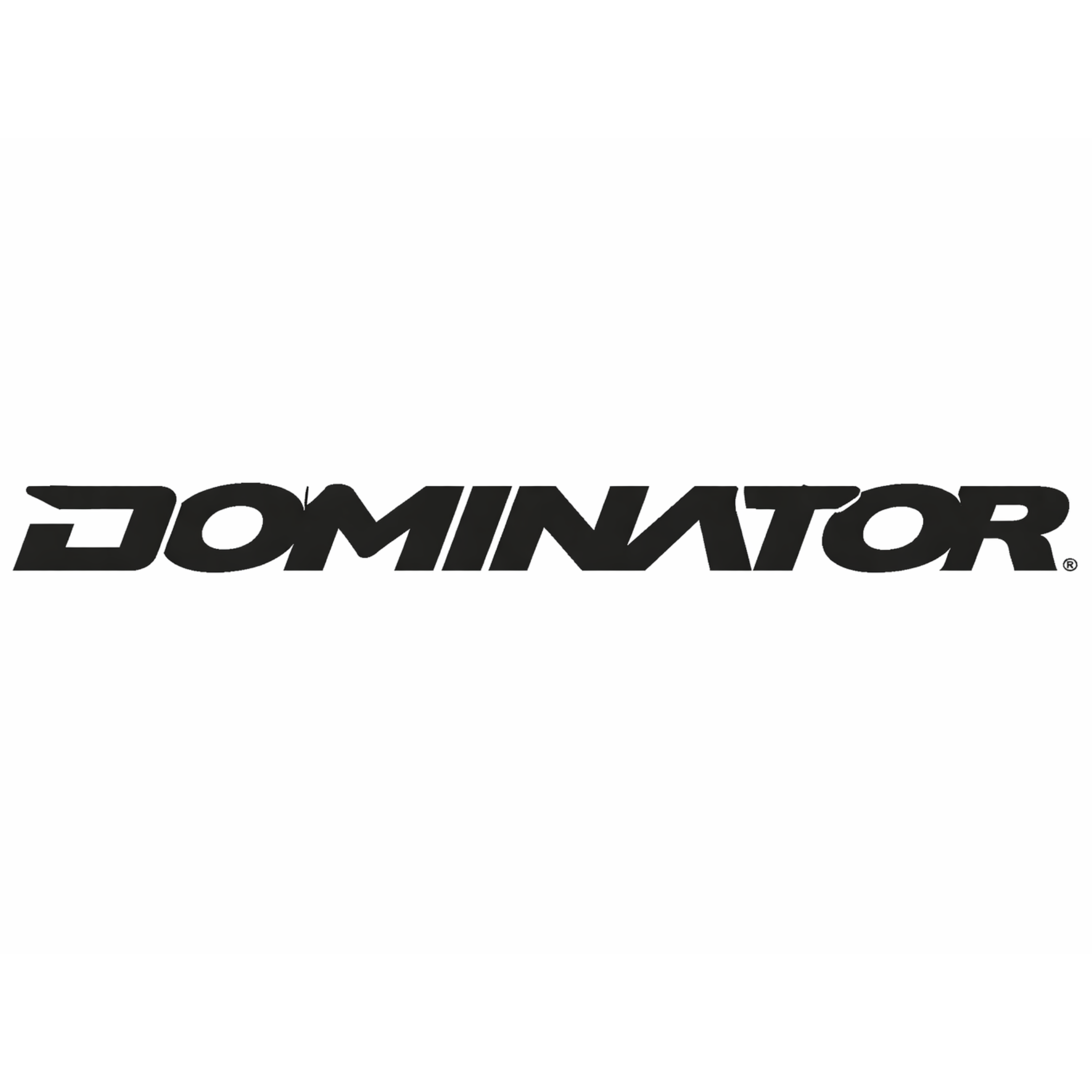 Dominator logo in bold, italicized black lettering with angular styling on a white background.