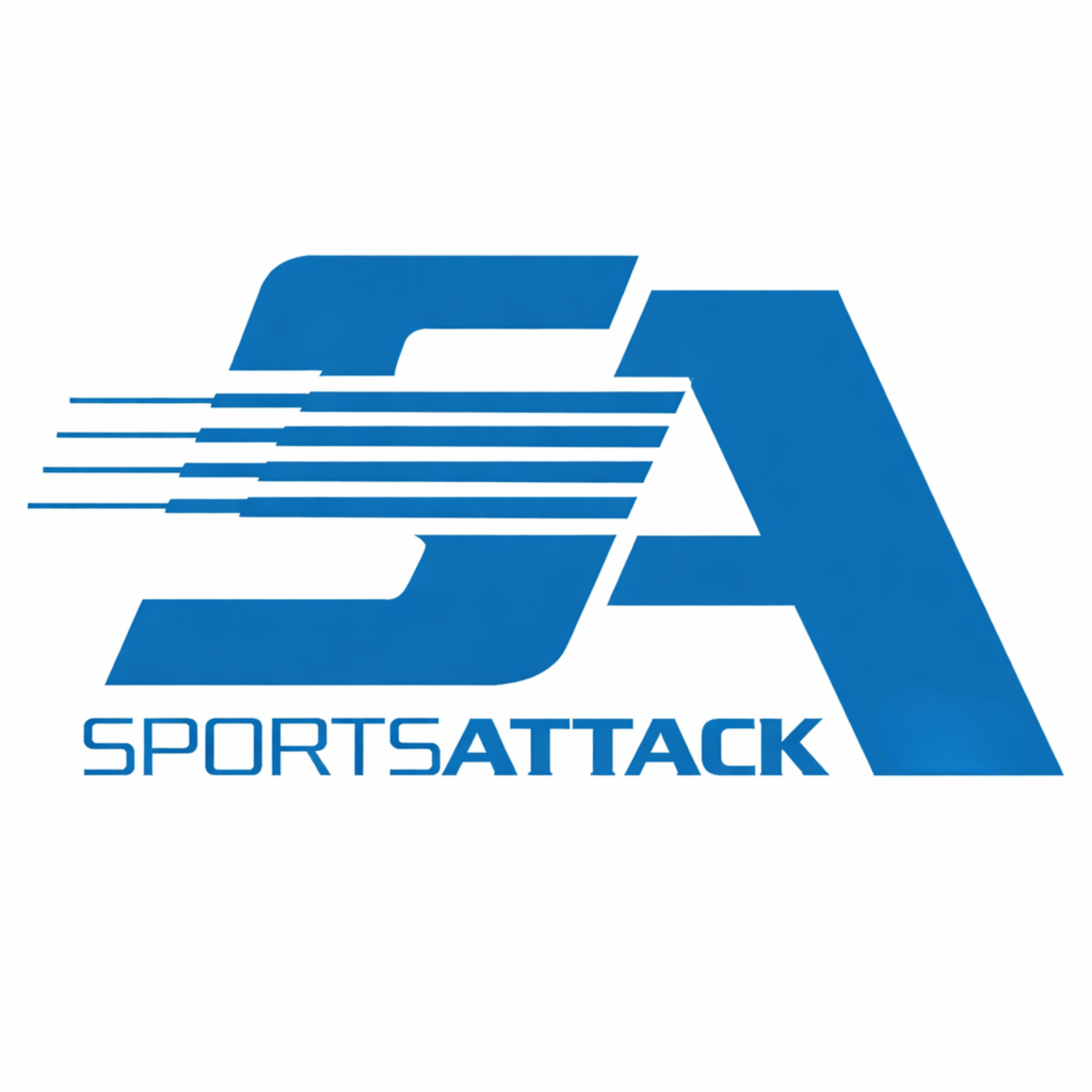 Sports Attack logo for professional sports training equipment brand specializing in pitching machines and ball launchers for baseball, softball, volleyball, soccer, and football.