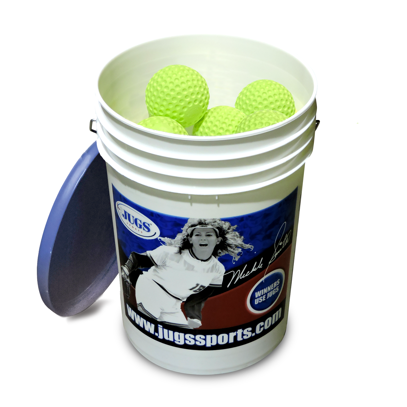 Jugs Sports Bucket of JUGS Dimpled Sting-Free Softballs