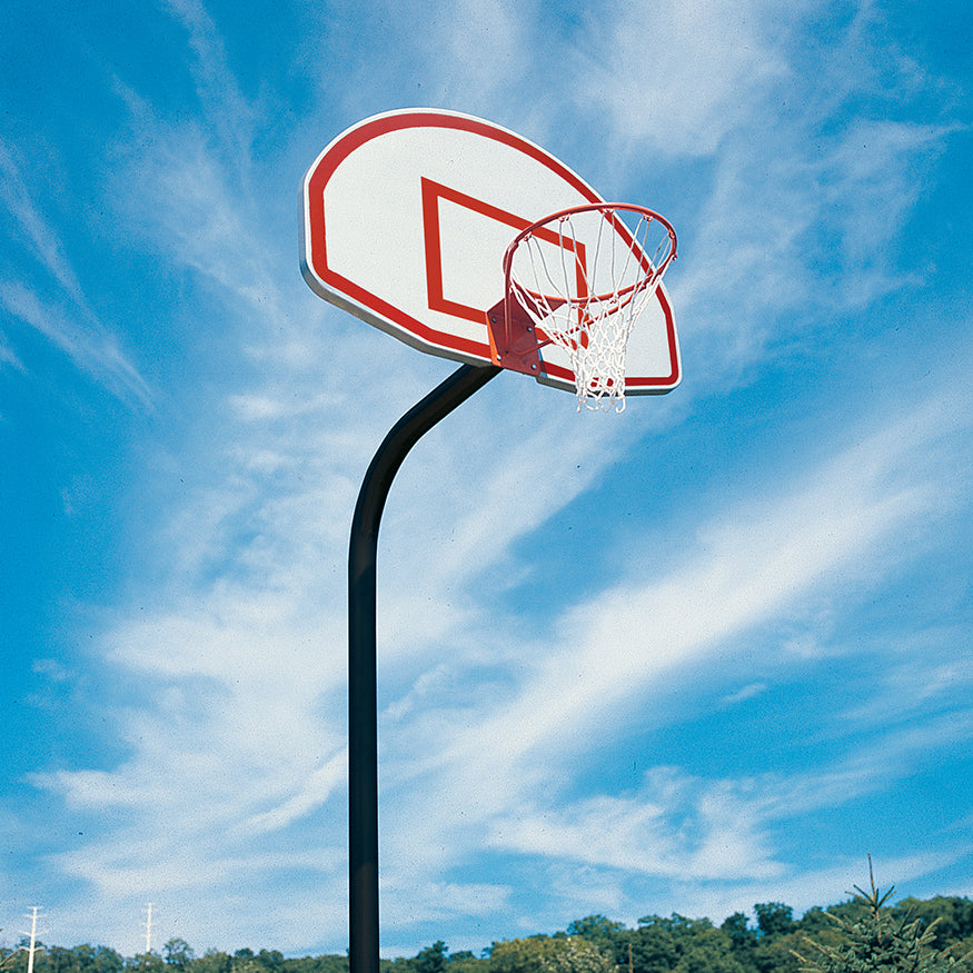 455-FABT-SR-BK - Basketball System - Gooseneck (3-1/2 in. Pole with 36 in. Offset) - 54 in. Aluminum Fan - Single Rim Goal (Black) - Image 2