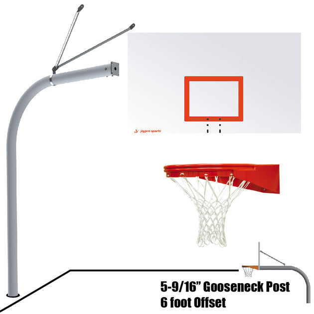 656-RS-UG - Basketball System - Gooseneck (5-9/16 in. Pole with 6 ft. Offset) - 72 in. Steel Fan Backboard - Playground Goal - Image 1
