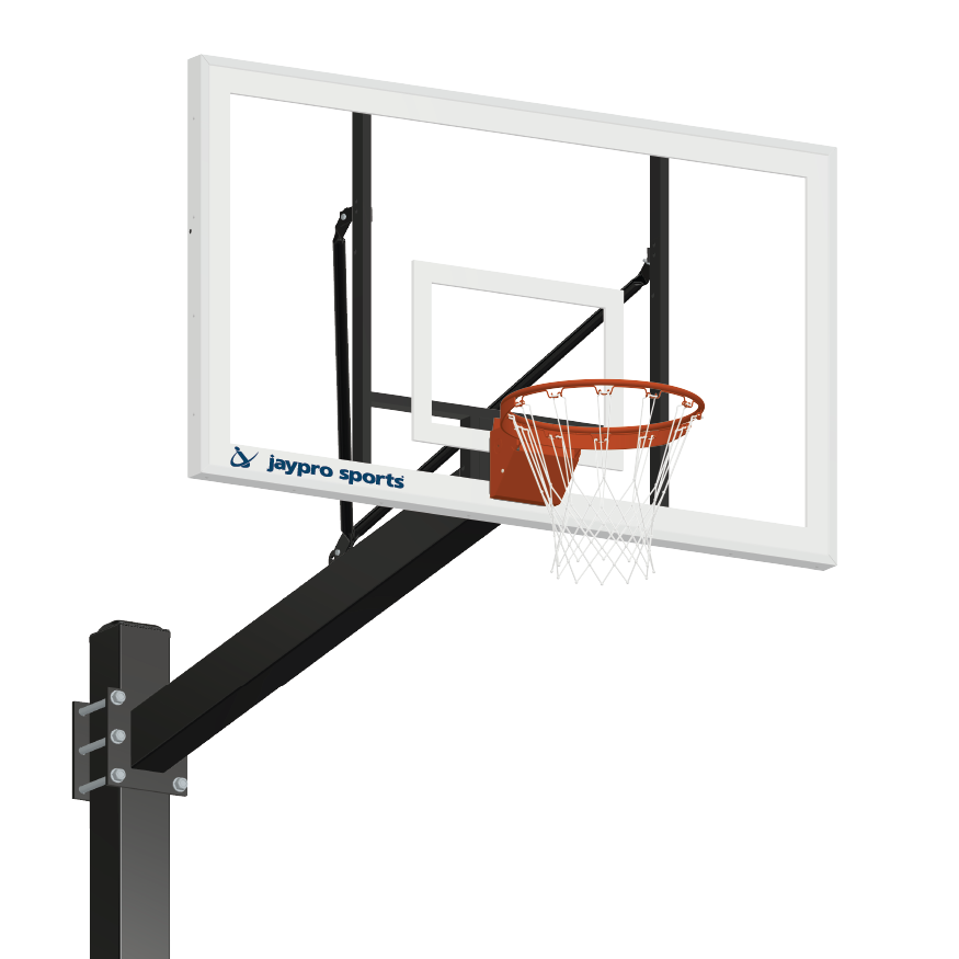 770-AC-FR - Basketball System - Titan  (Powder Coated) Black (6 in. x 6 in. Pole with 6 ft. Offset) - 72 in. Acrylic Backboard - Flex Rim Goal - Image 1