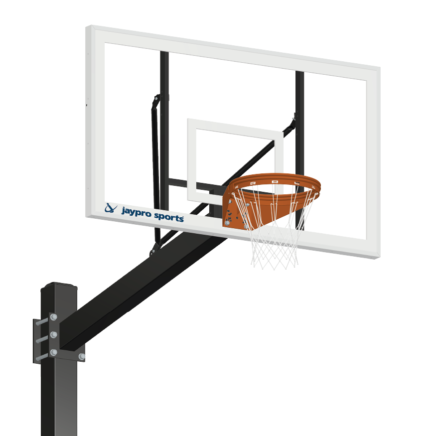 774-AC-UB - Basketball System - Titan  (Powder Coated) Black (6 in. x 6 in. Pole with 4 ft. Offset) - 72 in. Acrylic Backboard - Playground Breakaway Goal (Surface Mount) - Image 1
