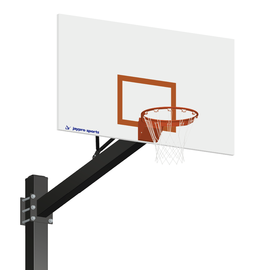 770-ST-FR - Basketball System - Titan  (Powder Coated) Black (6 in. x 6 in. Pole with 6 ft. Offset) - 60 in. Steel Backboard - Flex Rim Goal - Image 1