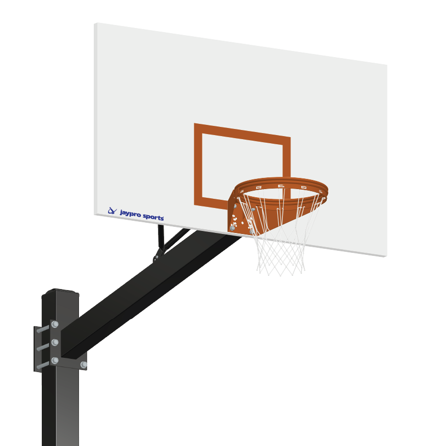 770-RS-UG - Basketball System - Titan  (Powder Coated) Black (6 in. x 6 in. Pole with 6 ft. Offset) - 72 in. Steel Backboard - Playground Goal - Image 1