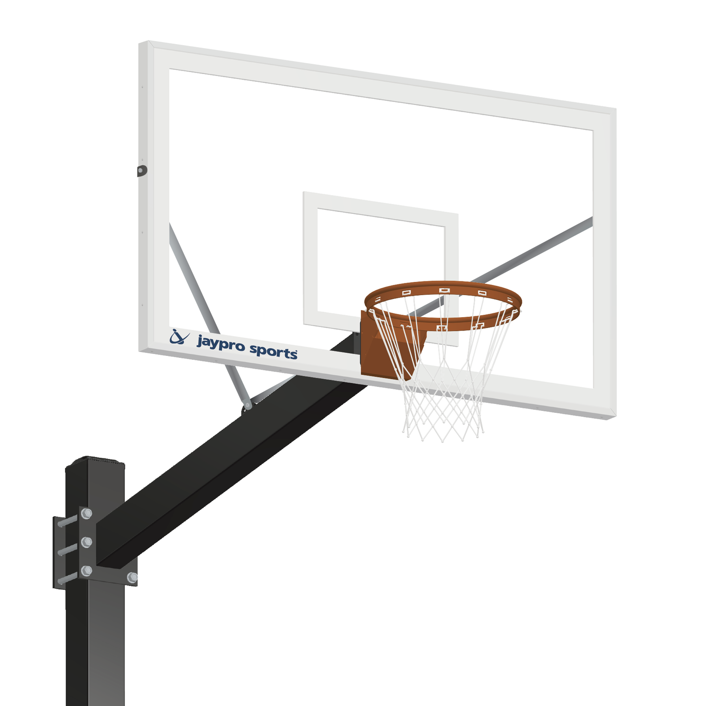 770-CV-UB - Basketball System - Titan  (Powder Coated) Black (6 in. x 6 in. Pole with 6 ft. Offset) - 72 in. Glass Backboard - Breakaway Playground Goal - Image 4