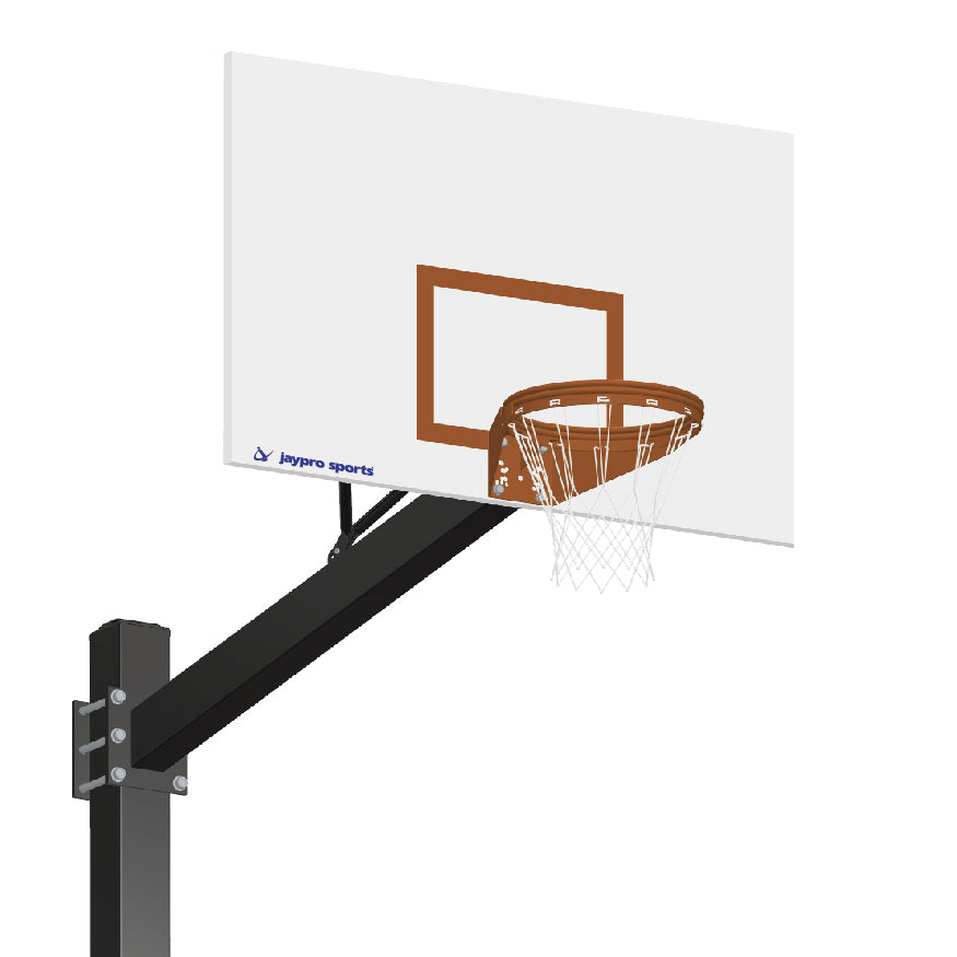 770-ST-UG - Basketball System - Titan  (Powder Coated) Black (6 in. x 6 in. Pole with 6 ft. Offset) - 60 in. Steel Backboard - Playground Goal - Image 1