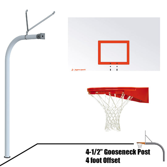 996-RS-UG - Basketball System - Gooseneck (4-1/2 in. Pole with 4 ft. Offset) - 72 in. Steel Board - Playground Goal - Image 1