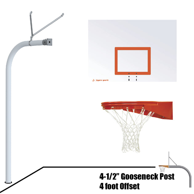 996-ST-UG - Basketball System - Gooseneck (4-1/2 in. Pole with 4 ft. Offset) - 60 in. Steel Board - Playground Goal - Image 1
