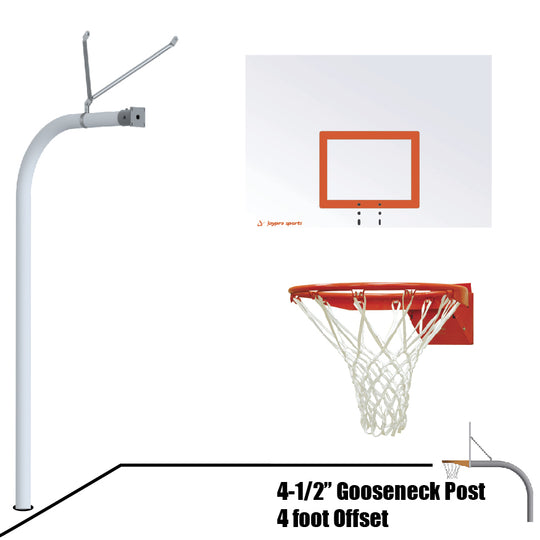 996-ST-FR - Basketball System - Gooseneck (4-1/2 in. Pole with 4 ft. Offset) - 60 in. Steel Board - Flex Rim Goal - Image 1