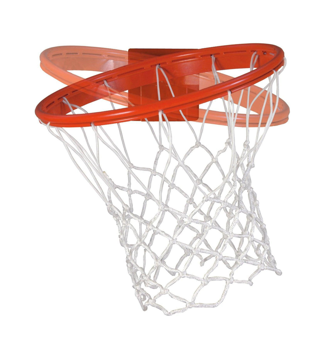 Bison breakaway basketball goal mounted to T-REX Competition unit showing flex rim mechanism