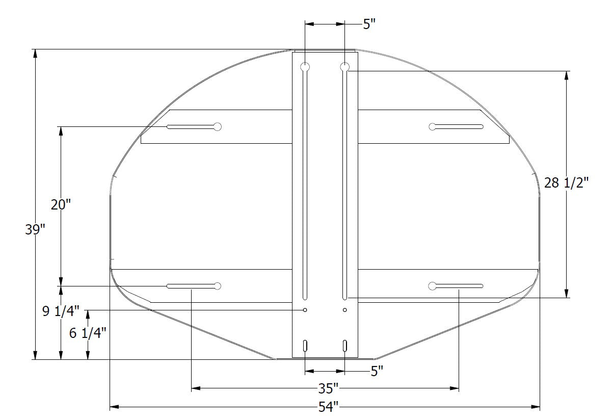 Bison 39" x 54" Dura Steel Fan-Shaped Playground Backboard