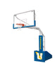Bison T-REX Competition portable basketball system full view in gymnasium at game position