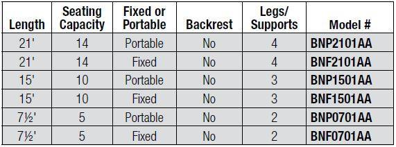 Bison Player Bench without Backrest, Fixed or Portable