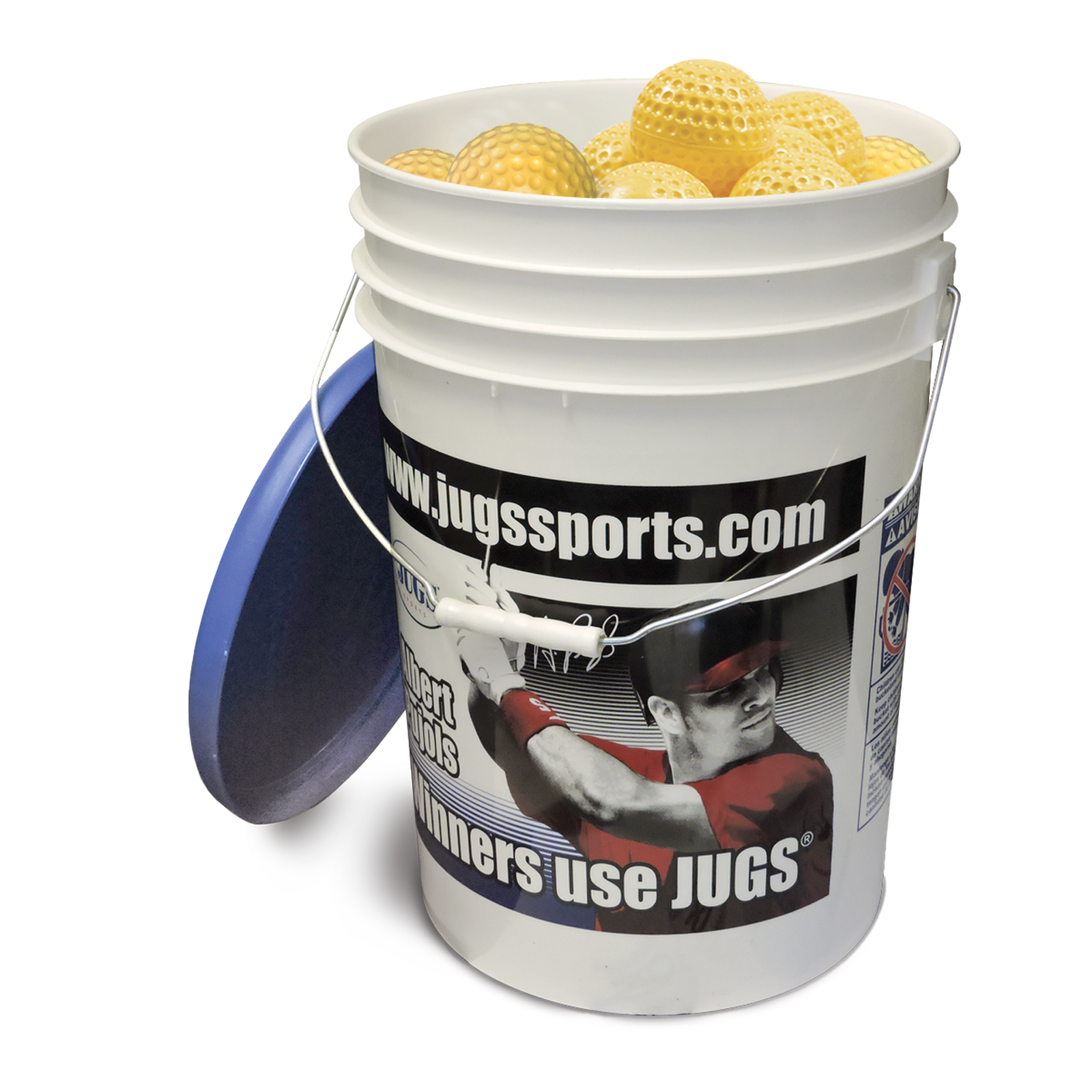 Jugs Sports Bucket of JUGS Optic Yellow Dimpled Sting-Free Baseballs