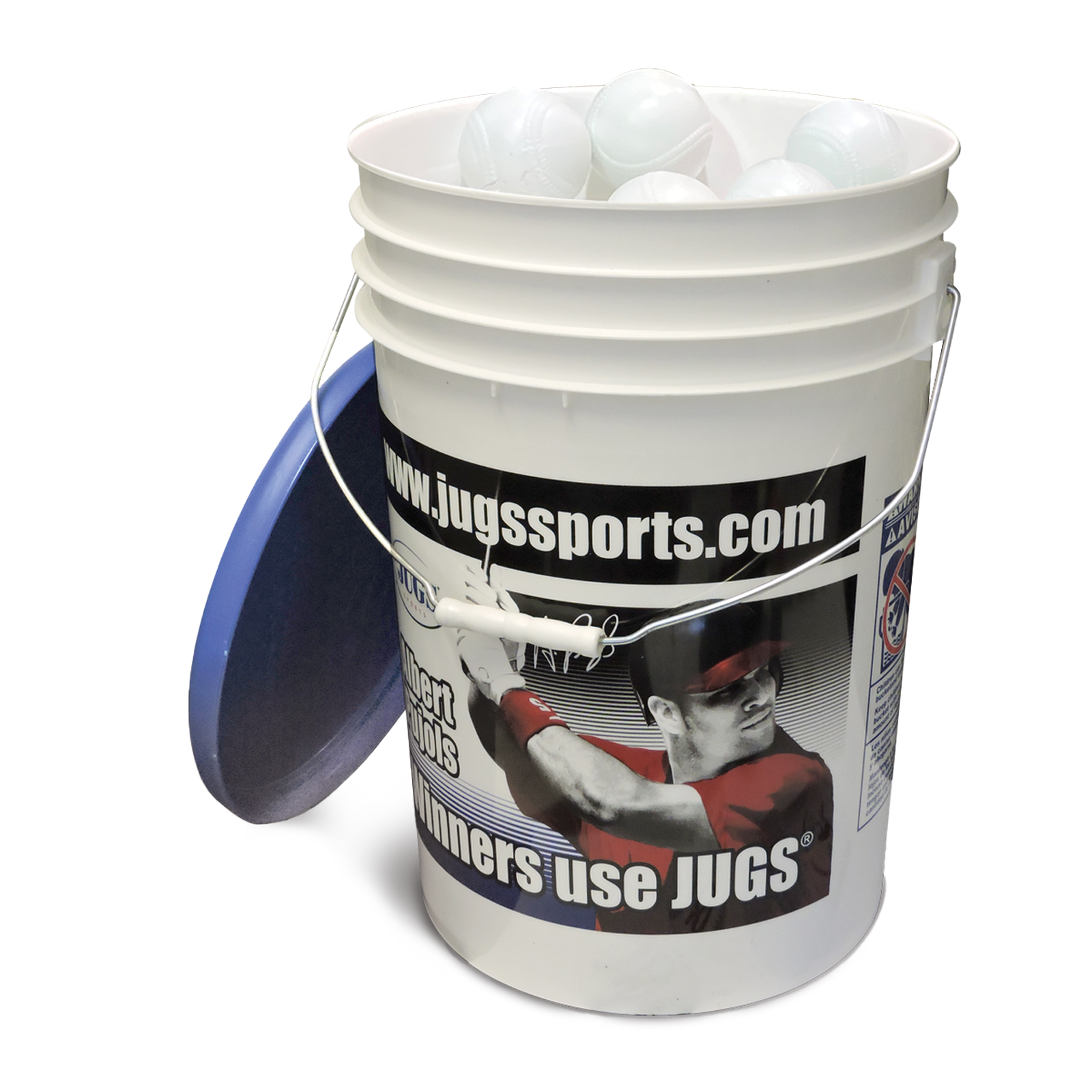 Jugs Sports Bucket of JUGS White Seamed Sting-Free Baseballs