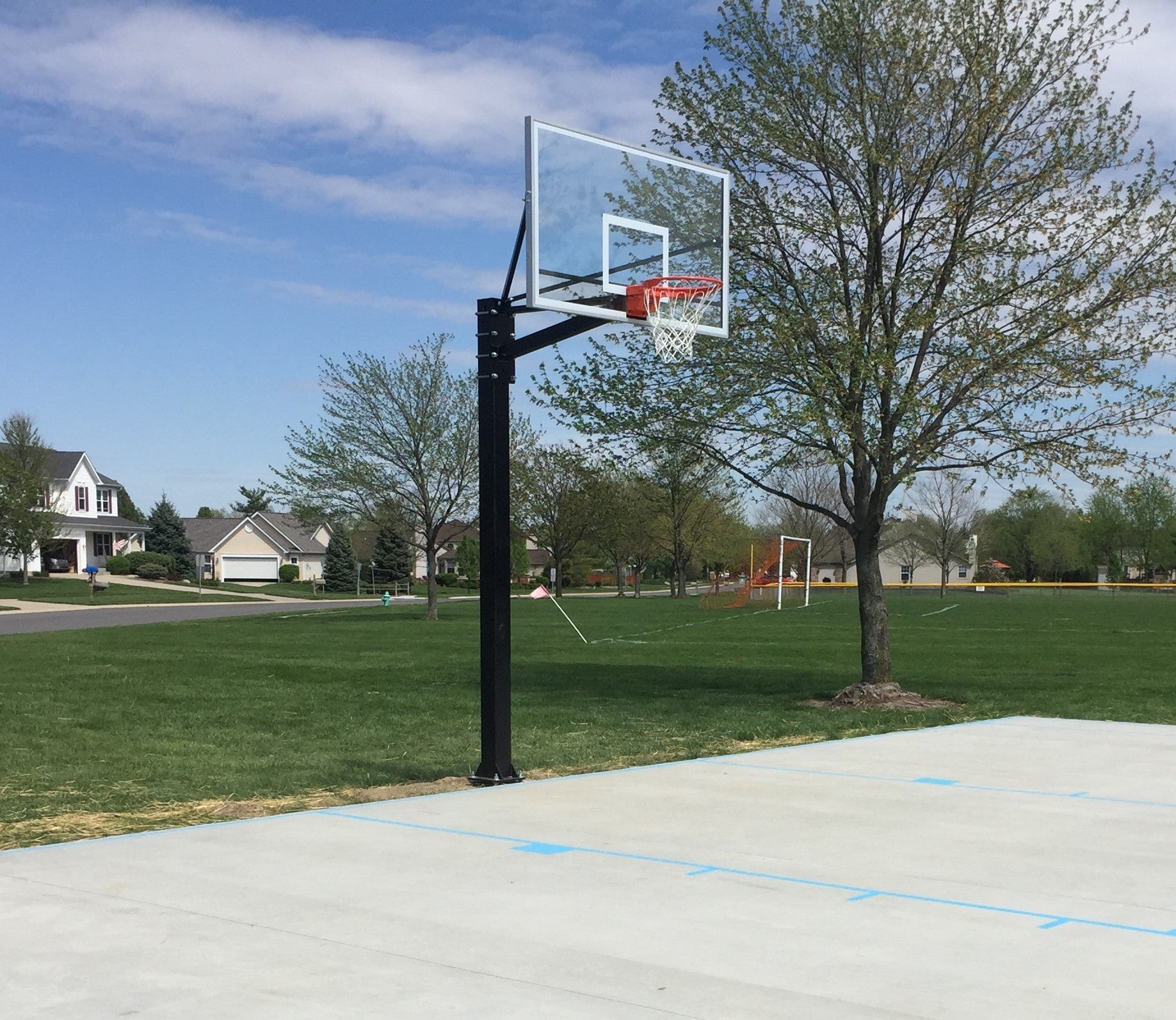 Gared Endurance® Glass Playground Basketball System - 42″x60″ Glass Backboard, 6′ Safe Play Area