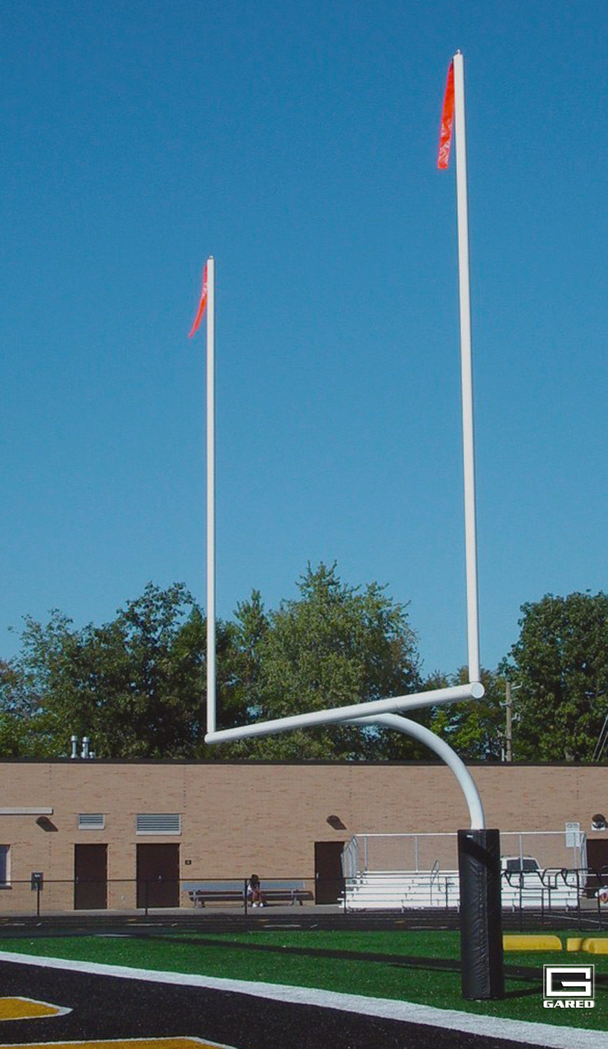Gared College 5-9/16" O.D. White Football Goalpost, Surface Mount