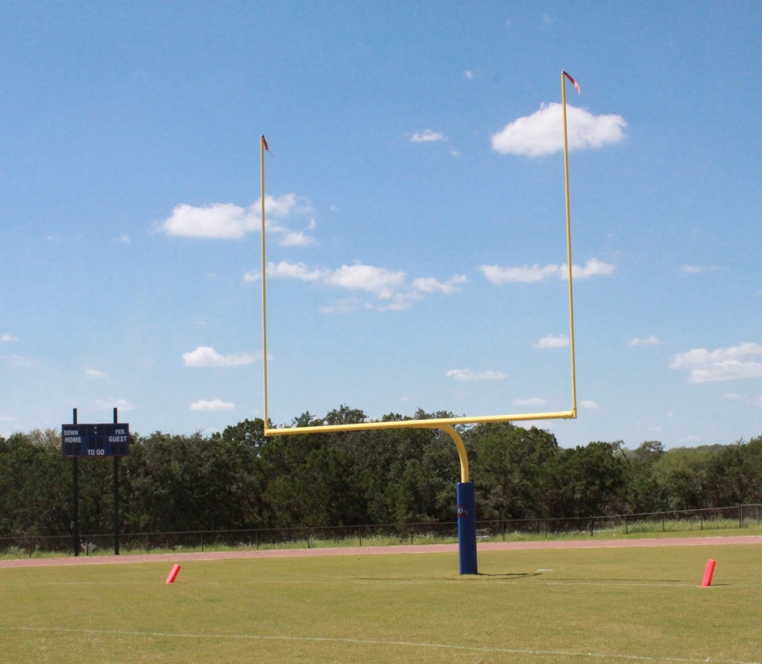 Gared College 5-9/16" O.D. Yellow Football Goalpost, Permanent/Sleeve Mount