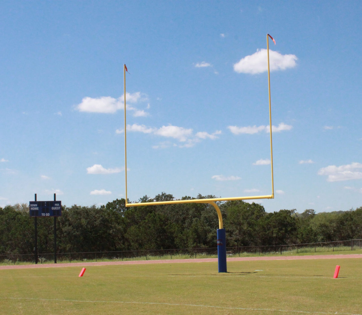 Gared College 5-9/16" O.D. Yellow Football Goalpost, Permanent/Sleeve Mount