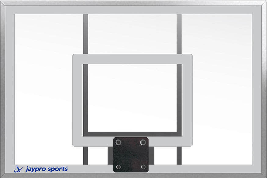 JayPro Sports Basketball Backstop - Wall-Mounted - Shooting Station - Adjustable Height (Indoor/Outdoor) - (54 in.W x 36 in.H) - Glass Backboard, Flex Goal, Edge/Protector Padding