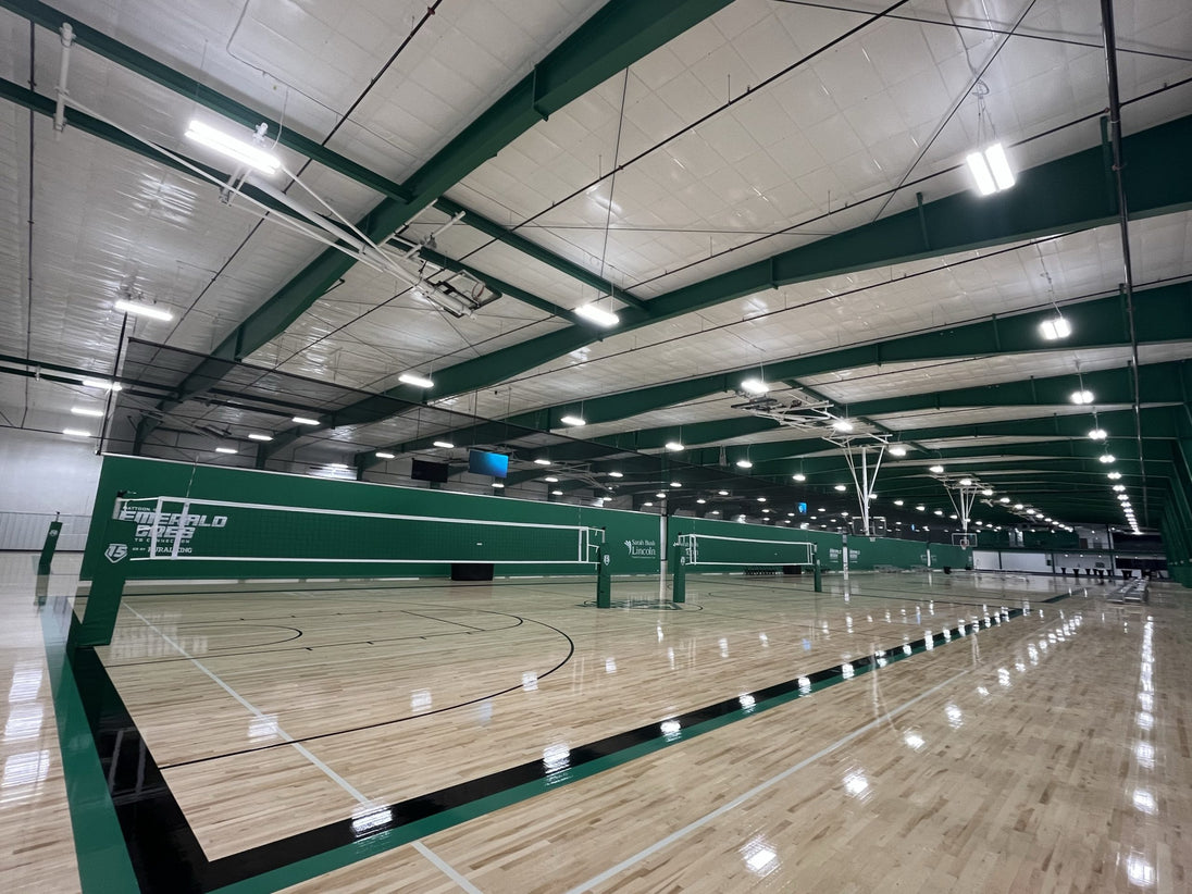 Gared RALLYLINE 3 1/2" OD Scholastic Telescopic One-Court Volleyball System, Less Floor Sleeves and Covers