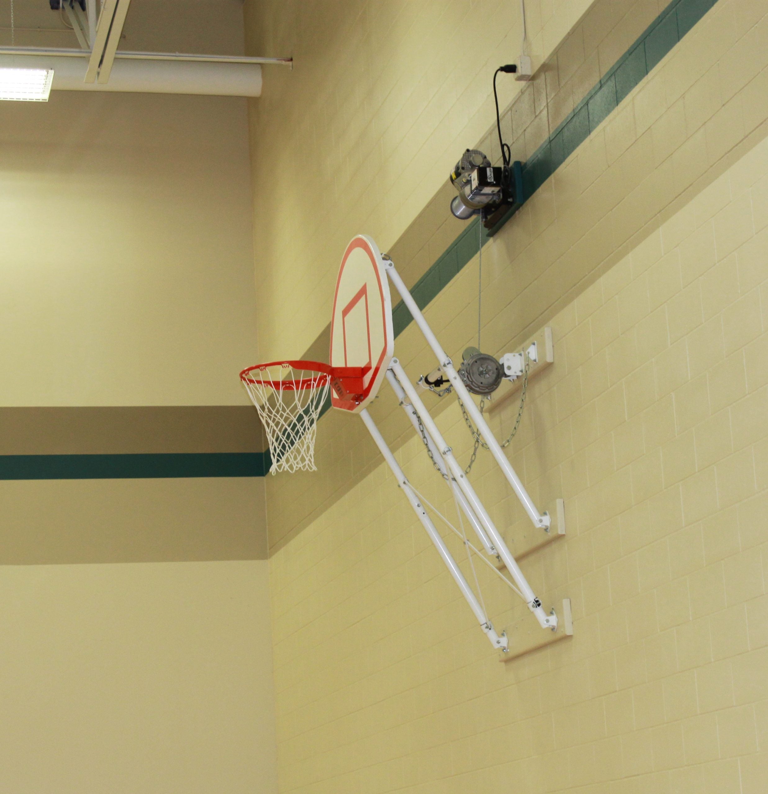 Gared Corner Mount Fold-Up Wall Mount Package - Fan-Shape Steel Backboard, Rim & Padding, 9′–12′