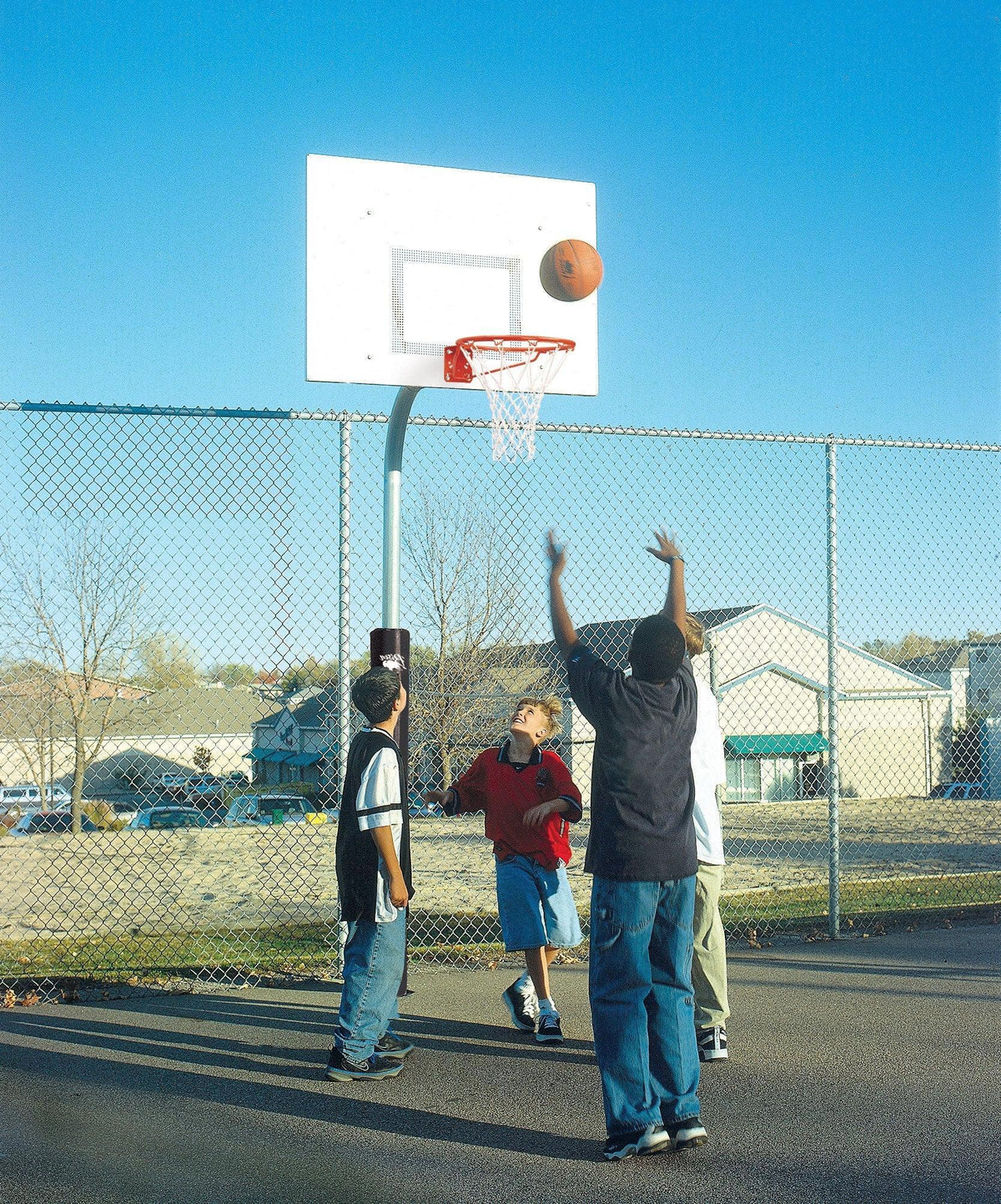 Bison 3-1/2" Tough Duty Rectangle Steel Playground Basketball System