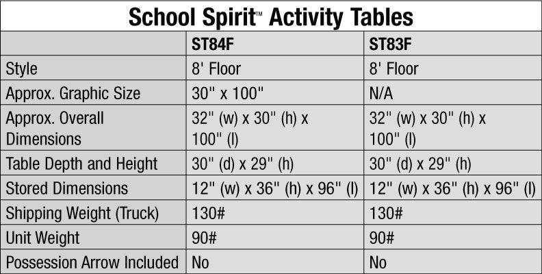 Bison 8' School Spirit Folding Activity Table