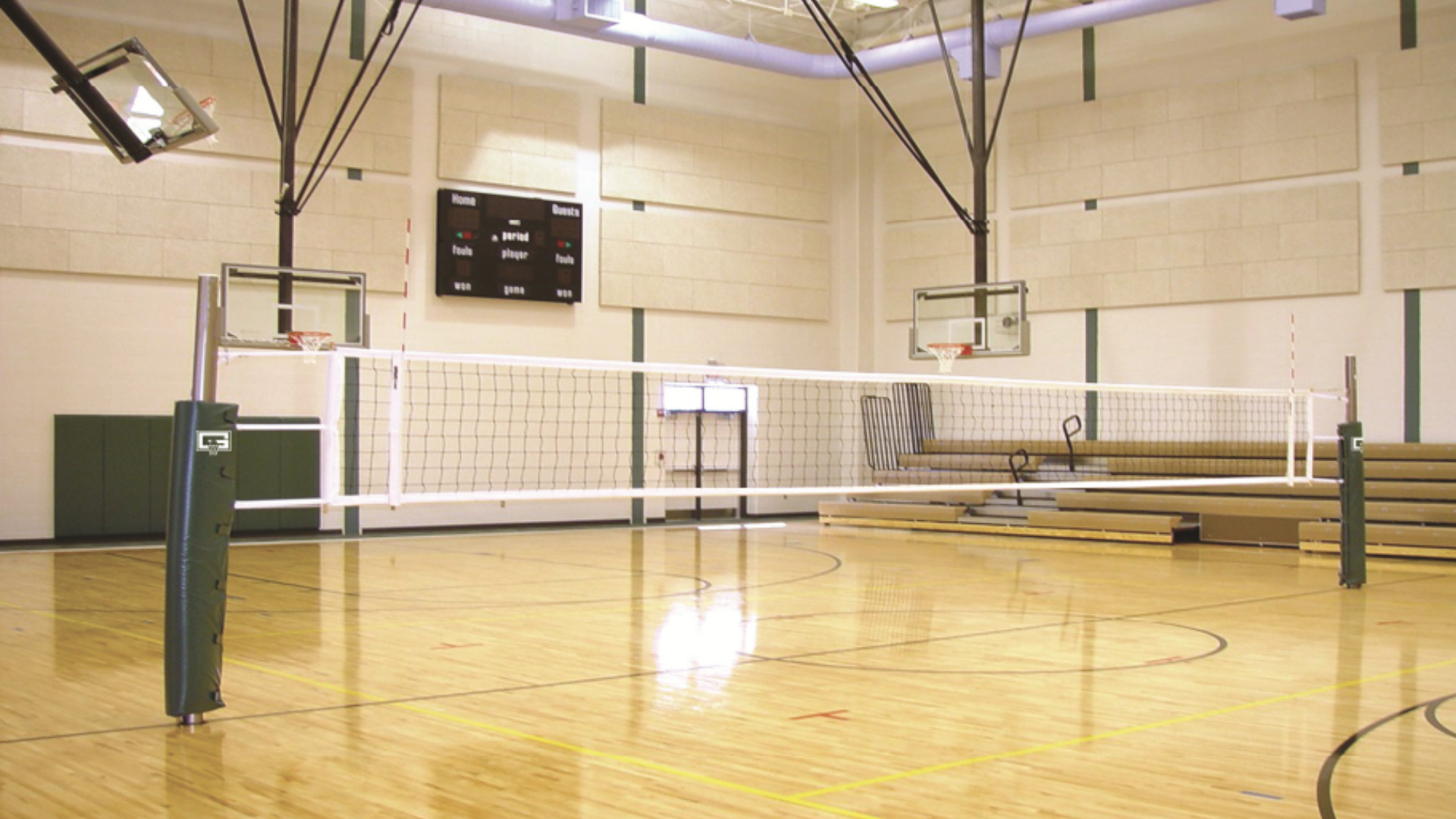 Gared OMNILITE 3" OD Collegiate One-Court Volleyball System, Less Floor Sleeves and Covers