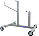Metal trailer hitch receiver with wheels on a white background