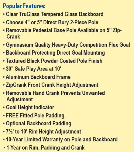 Bison Lottery Pick ZipCrank 4" Adjustable Basketball System
