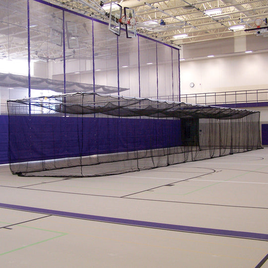 BBC-700B - Batting Cages - Ceiling Suspended, Retractable (70 ft.L x 12 ft.W x 12 ft.H) - (1-3/4 in. Mesh - Baseball) (Black) - Image 2