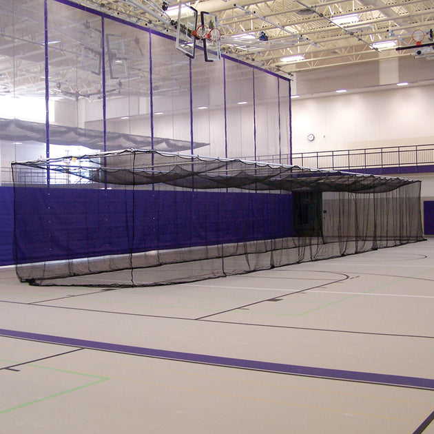 BBC-700B - Batting Cages - Ceiling Suspended, Retractable (70 ft.L x 12 ft.W x 12 ft.H) - (1-3/4 in. Mesh - Baseball) (Black) - Image 2