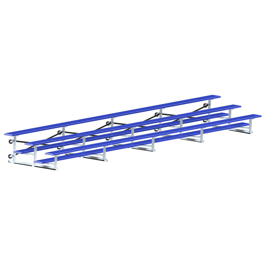 JayPro Sports Bleacher - 27 ft. (3 Row - Single Foot Plank) - Tip & Roll  (Powder Coated)
