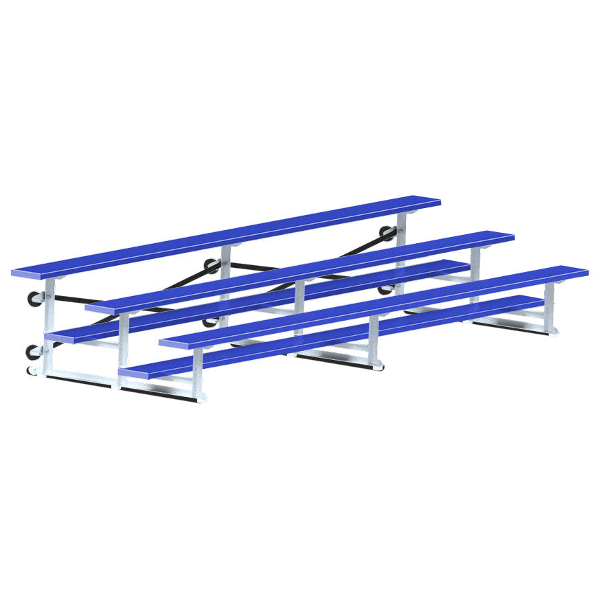 JayPro Sports Bleacher - 15 ft. (3 Row - Single Foot Plank)  - Tip & Roll  (Powder Coated)