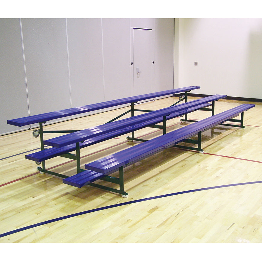 JayPro Sports Bleacher - 15 ft. (3 Row - Single Foot Plank)  - Tip & Roll  (Powder Coated)