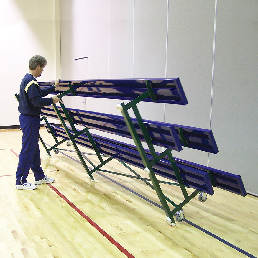 JayPro Sports Bleacher - 27 ft. (3 Row - Single Foot Plank) - Tip & Roll