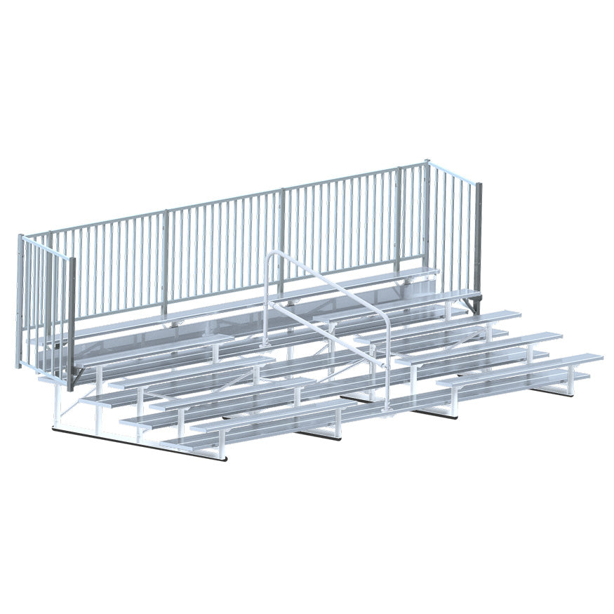JayPro Sports Bleacher - 21 ft. (5 Row - Double Foot Plank with Guard Rail & Aisle) - Enclosed