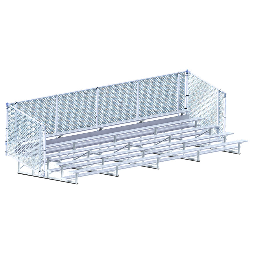 JayPro Sports Bleacher - 27 ft. (5 Row - Single Foot Plank with Chain Link Rail) - Enclosed