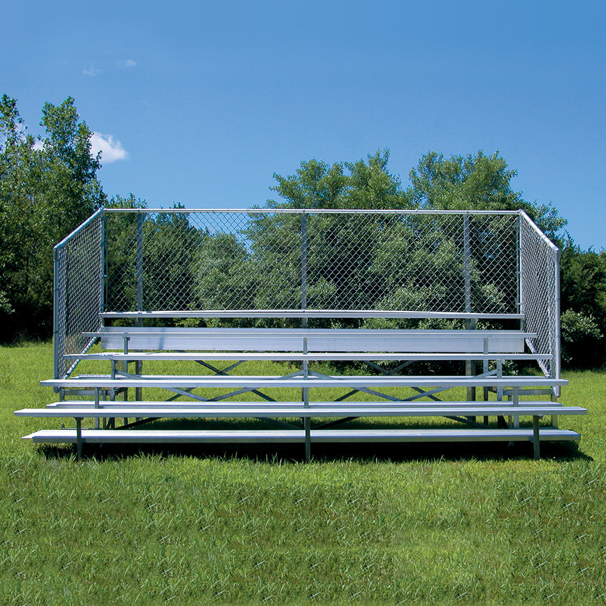 JayPro Sports Bleacher - 15 ft. (5 Row - Single Foot Plank with Chain Link Rail) - Enclosed