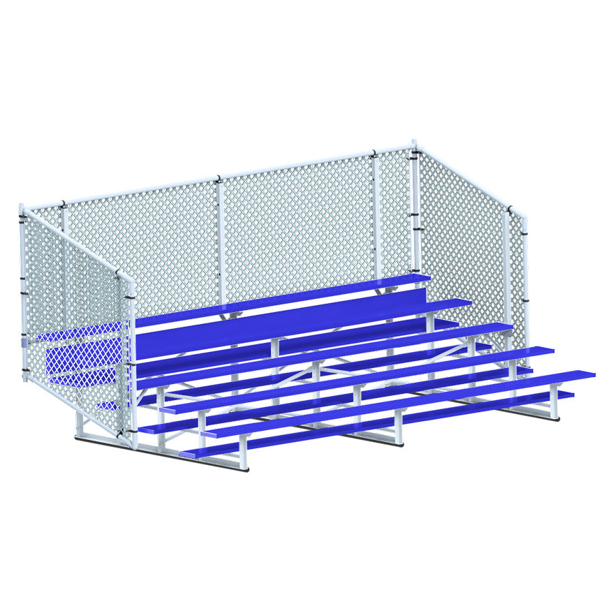 JayPro Sports Bleacher - 15 ft. (5 Row - Single Foot Plank with Chain Link Rail) - Enclosed (Powder Coated)
