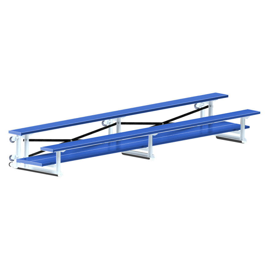 JayPro Sports Bleacher - 15 ft. (2 Row - Double Foot Plank) - Tip & Roll  (Powder Coated)