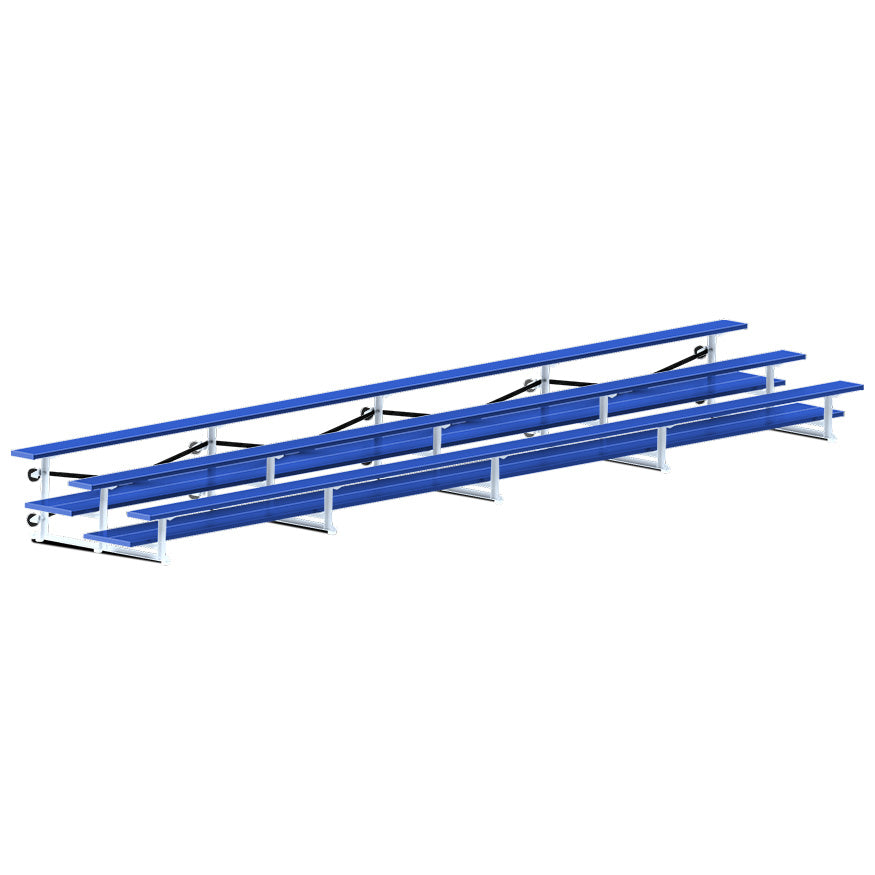JayPro Sports Bleacher - 27 ft. (3 Row - Double Foot Plank) - Tip & Roll  (Powder Coated)