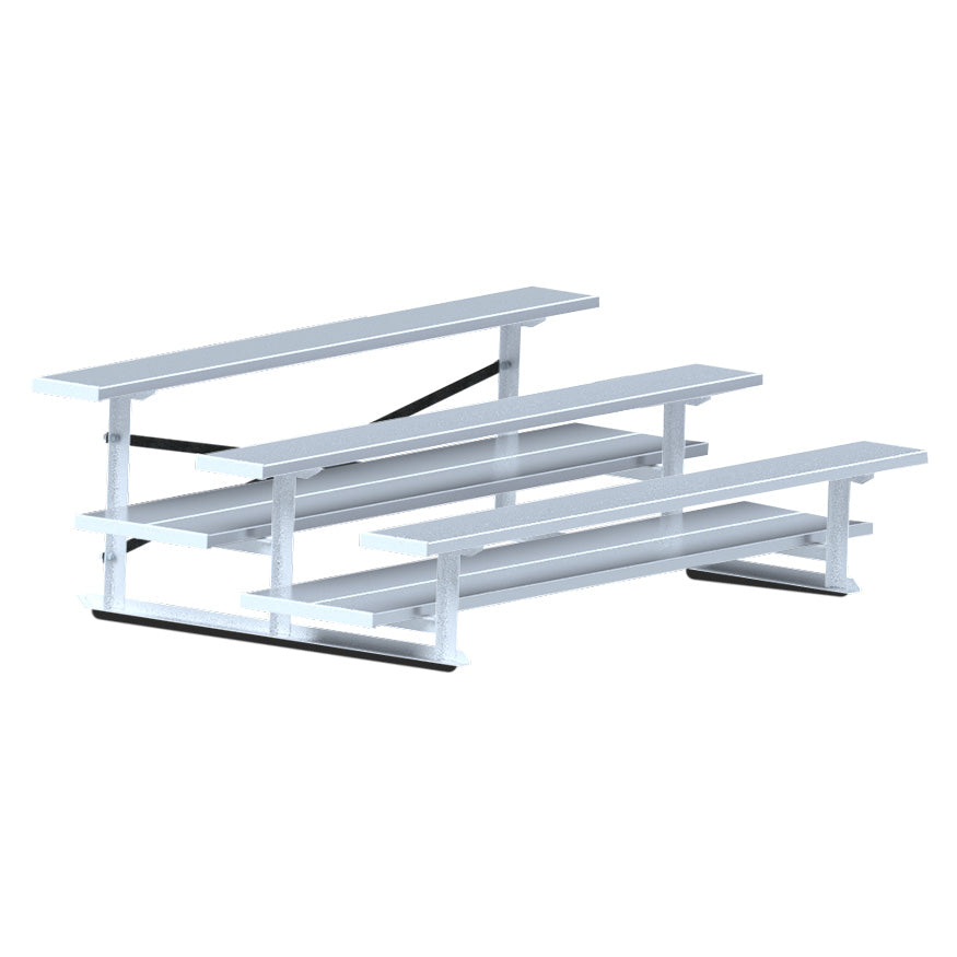 JayPro Sports Bleacher - 7-1/2 ft. (3 Row - Double Foot Plank) - All Aluminum