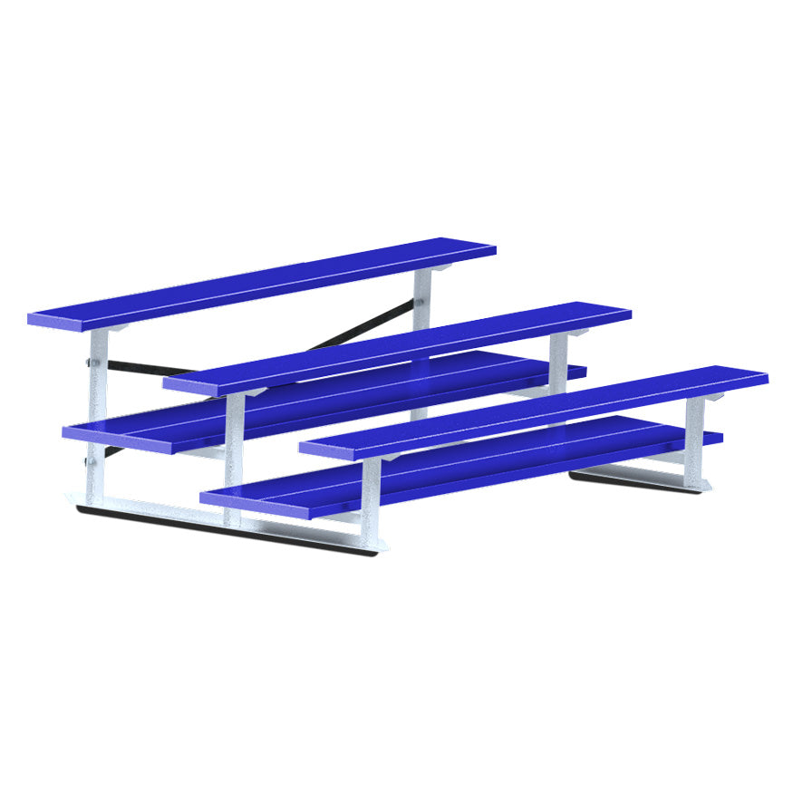 JayPro Sports Bleacher - 7-1/2 ft. (3 Row - Double Foot Plank) - All Aluminum  (Powder Coated)