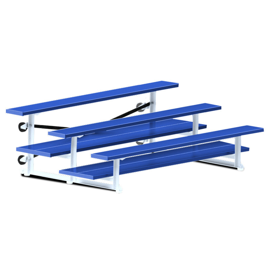 JayPro Sports Bleacher - 7-1/2 ft. (3 Row - Double Foot Plank) - Tip & Roll  (Powder Coated)