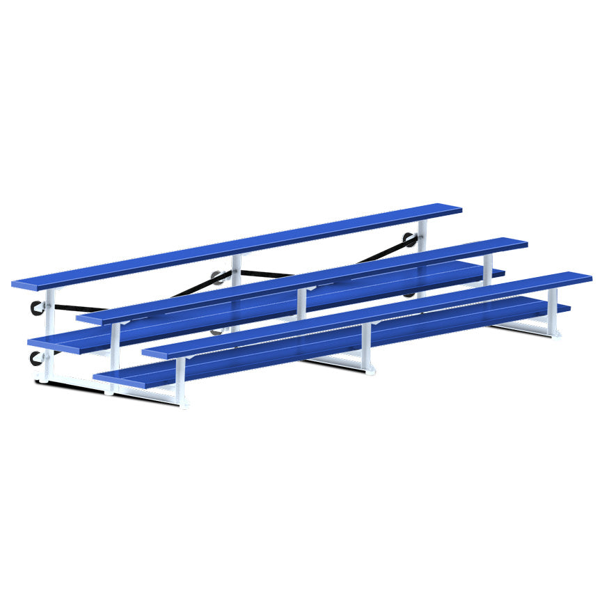 JayPro Sports Bleacher - 15 ft. (3 Row - Double Foot Plank) - Tip & Roll  (Powder Coated)