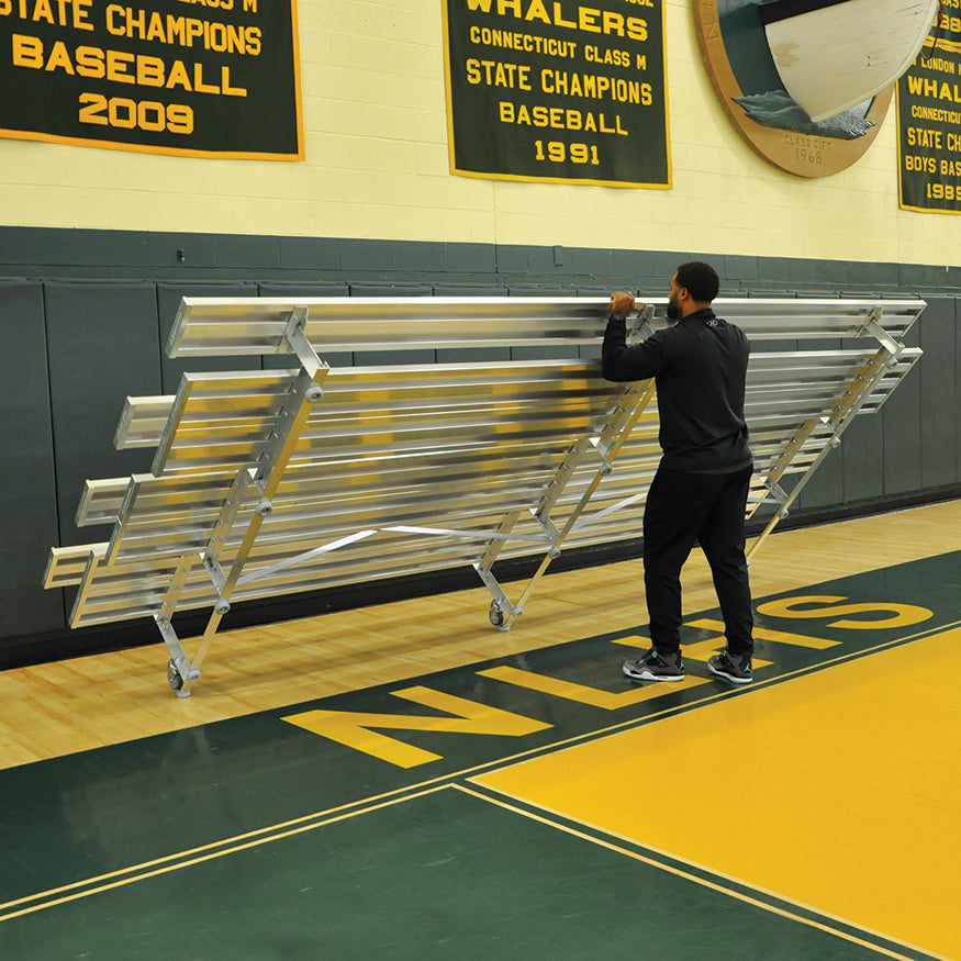 JayPro Sports Bleacher - 15 ft. (2 Row - Double Foot Plank) - Tip & Roll