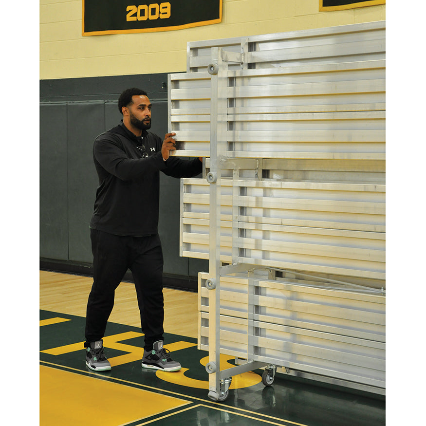 JayPro Sports Bleacher - 15 ft. (2 Row - Double Foot Plank) - Tip & Roll
